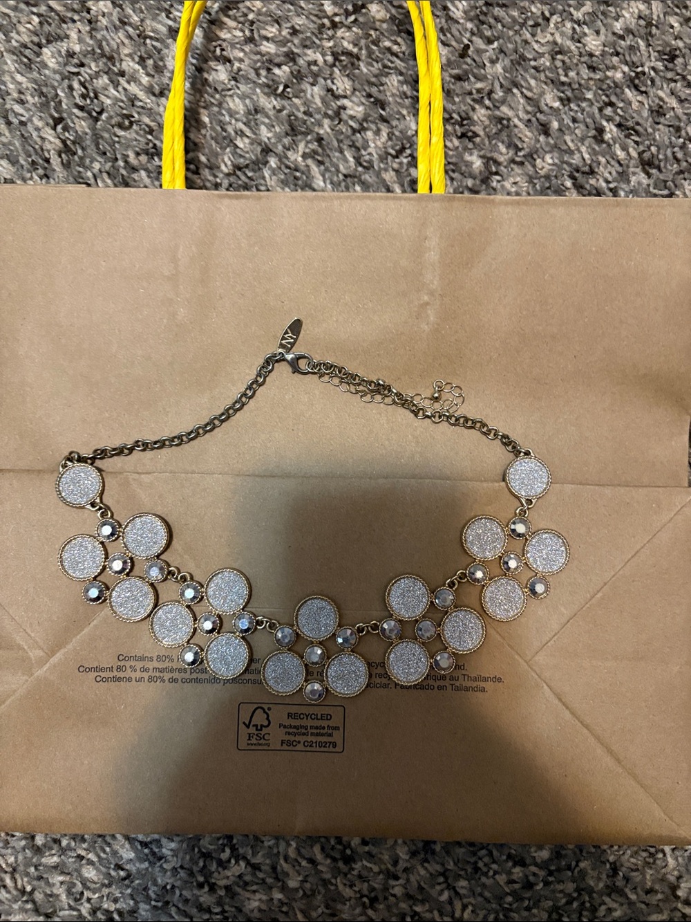 Gold-Tone Glitter Disc Statement Necklace - Women Jewelry